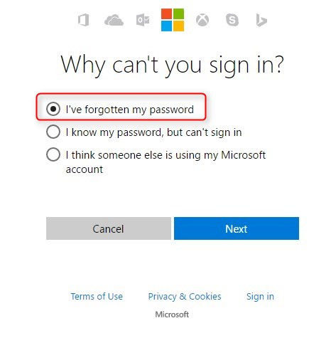forgot password